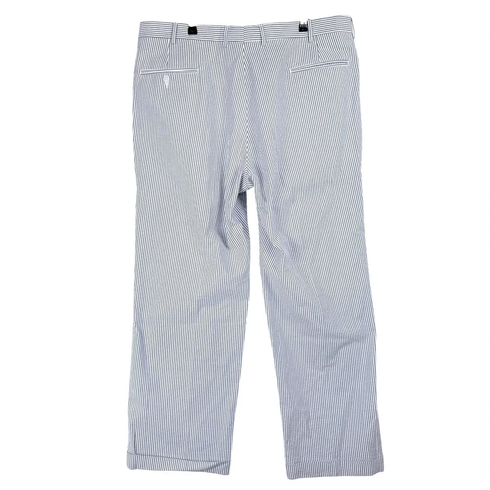 Mens Striped Pleated Dress Pants Navy White Classic‎ Fit Casual Formal